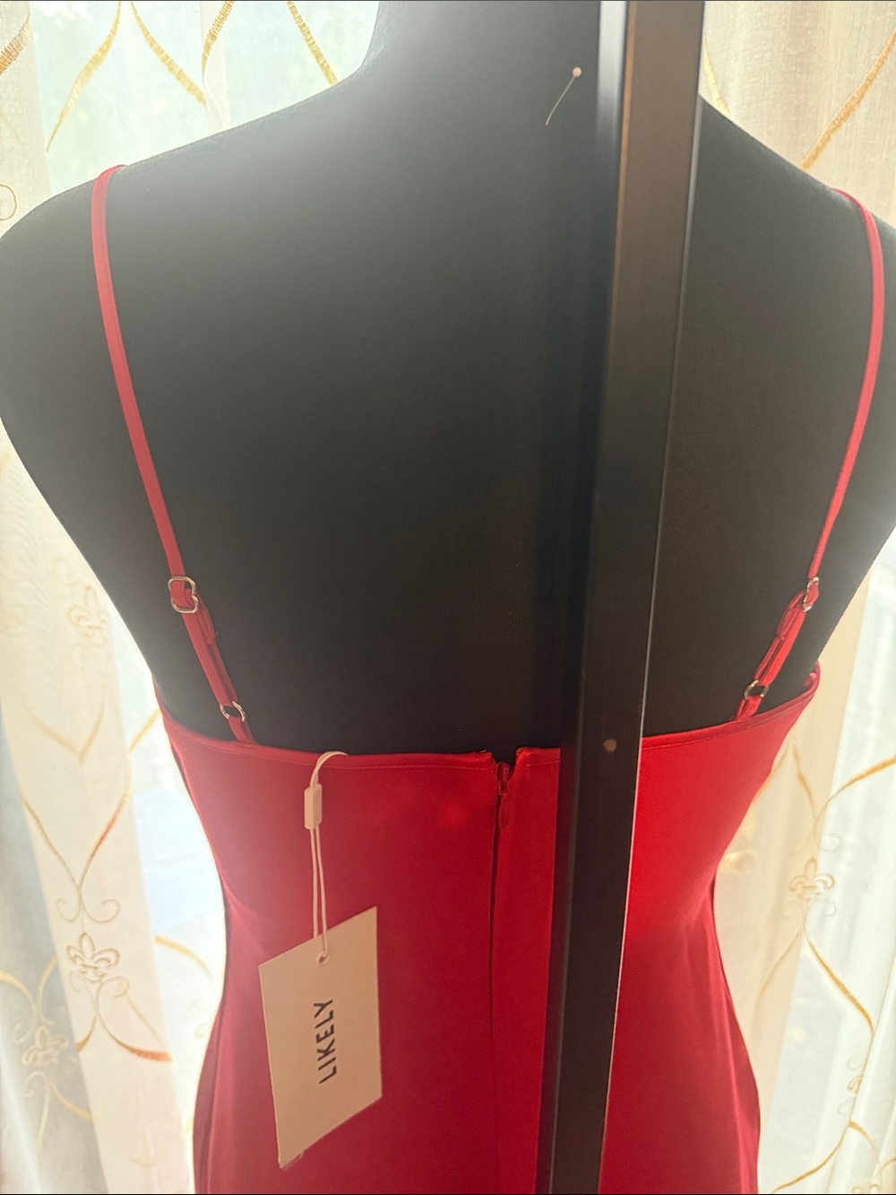 Likely Keela Red Midi Dress with deep V and spaghetti straps - Picture 5 of 5